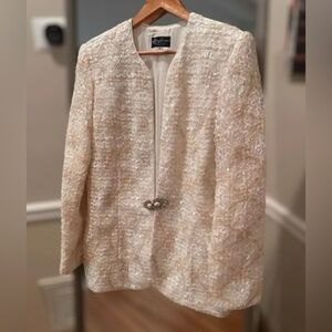 Vintage 70s Karen Laurence Sequin Jacket Ivory Size 14